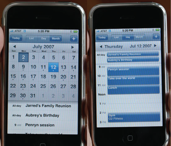 iPhone OS 1 calendar app (2007)